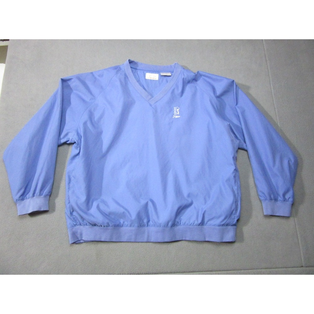TPC Sawgrass Golf Jacket Womens XL Blue Vtg Lined Long Sleeve V-Neck Pullover